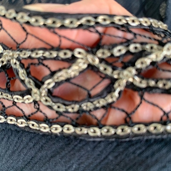 beaded embellished scoop neck summer tank top flutter sleeve metallic chain - Picture 6 of 6